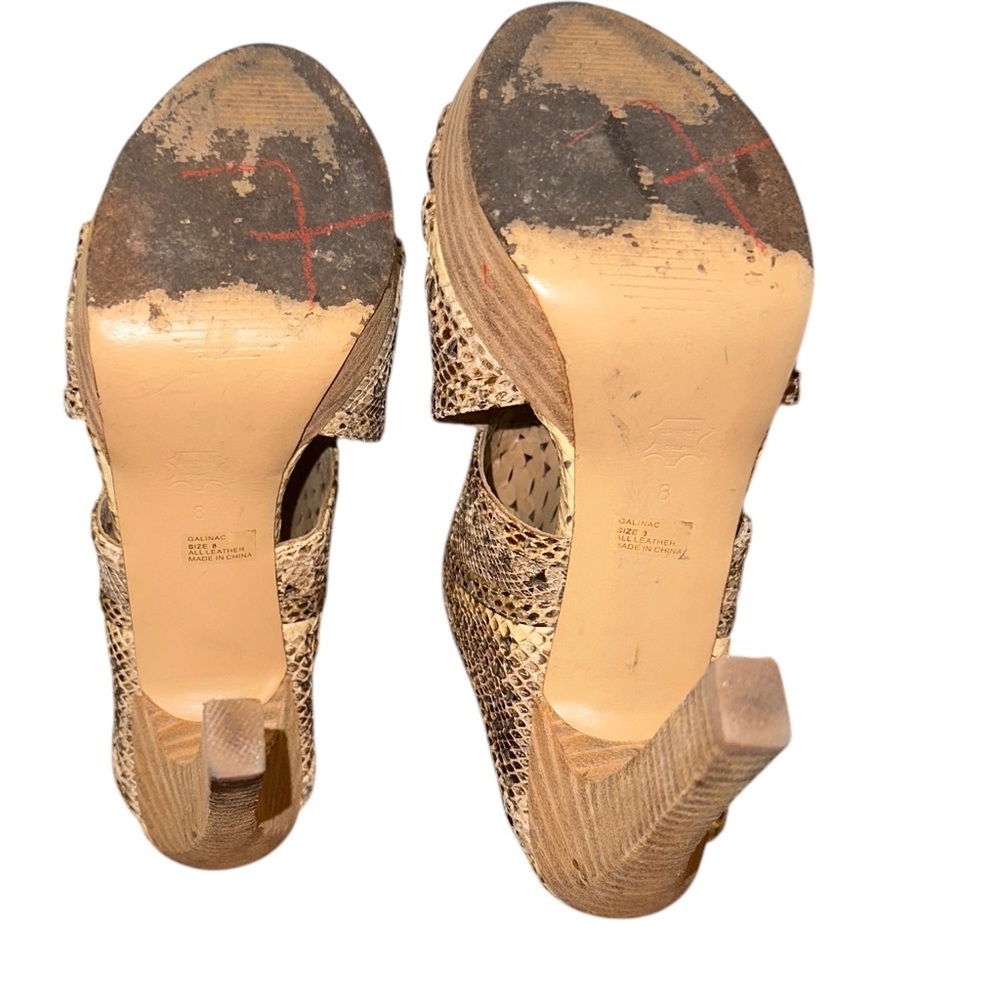 BCBGMAXAZRIA Galinac Python Peep Toe Mules/Slides Heels Platforms Pumps - Size 8 - Picture 11 of 11